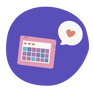 AAC device, speech bubble with heart, Speech and Language Logo 