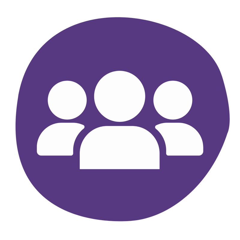 Key Roles and Responsibilities, white cartoon style graphic of 3 people on dark purple background.