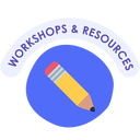 workshops & resources, pencil, indigo background