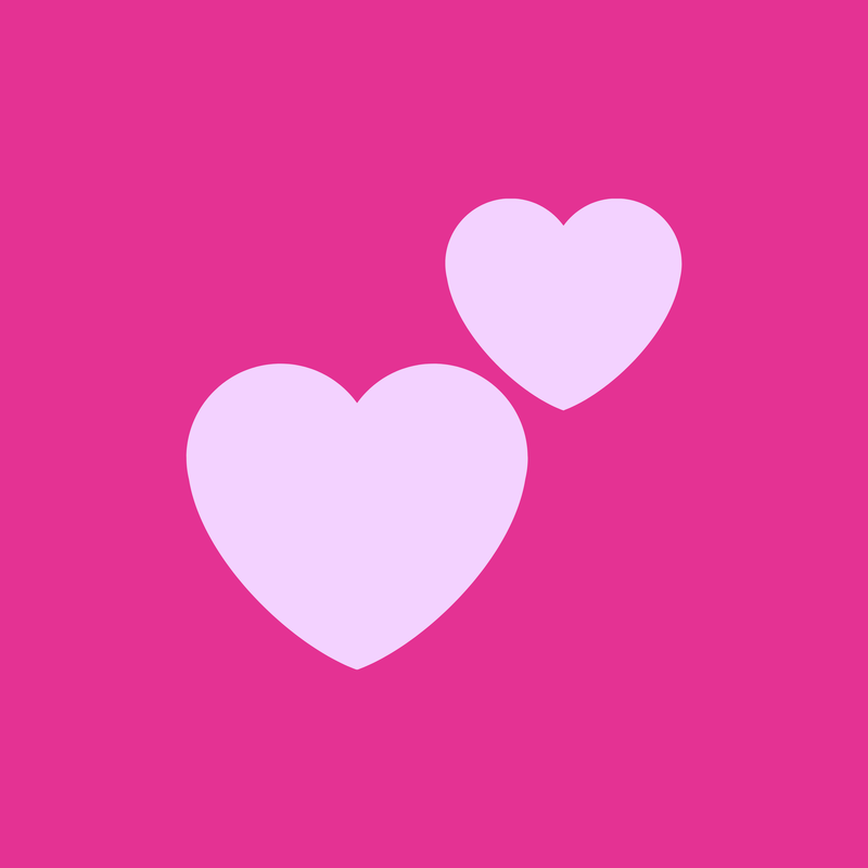 Allied Health Assistant, two light pink hearts (one big one small) on dark pink background
